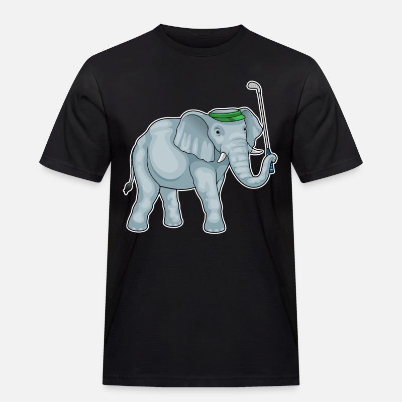 Elefant Golf Golfschläger - Männer Workwear T-Shirt - Schwarz