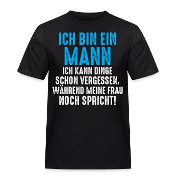Lustiger Spruch - Ich bin ein Mann! - Männer Workwear T-Shirt - Schwarz - Vorne - AI Model Male 178 light (178cm)