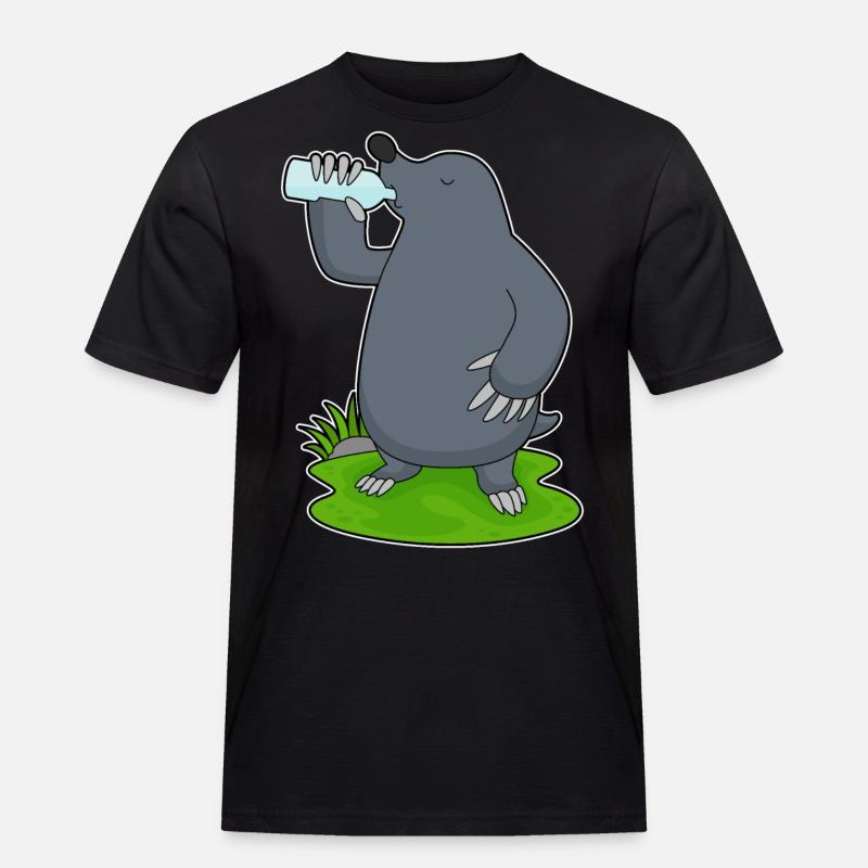 Maulwurf Wasserflasche - Männer Workwear T-Shirt - Schwarz