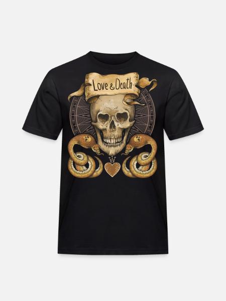 Skull, snakes, love-and-death, saying - Men's Workwear T-Shirt - black