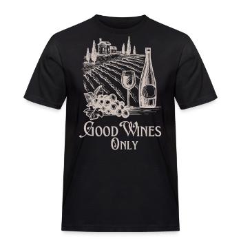 Wein Weingut alte Illustration, Weinflasche Spruch - Männer Workwear T-Shirt - Schwarz - Vorne - AI Model Male 178 light (178cm)