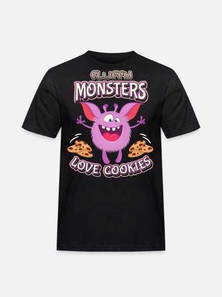 Lustiges-Monster, Krümel-Monster, Kekse, Spruch - Männer Workwear T-Shirt - Schwarz