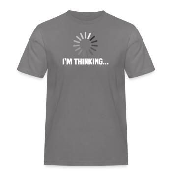 I m thinking - Men's Workwear T-Shirt - grey - Front - AI Model Male 185 dark (185cm)