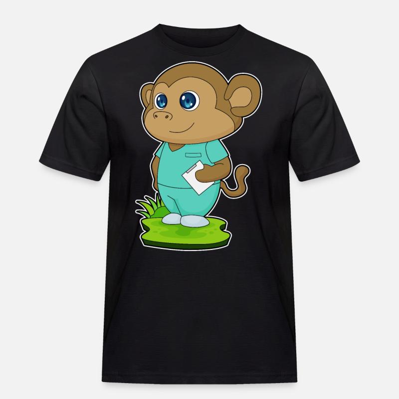Monkey Nurse Sticky Notes - Men's Workwear T-Shirt - black