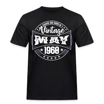 Mai 1960. Geburtstagsgeschenk Mai 1960. Mai - Männer Workwear T-Shirt - Schwarz - Vorne - AI Model Male 178 light (178cm)