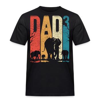 Dad Hoch 3 Papa Hoch 3 Kinder Papa Elefant - Männer Workwear T-Shirt - Schwarz - Vorne - AI Model Male 178 light (178cm)