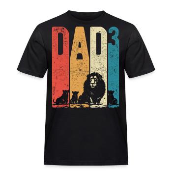 Dad Hoch 3 Papa Hoch 3 Kinder Dreifacher Papa Löwe - Männer Workwear T-Shirt - Schwarz - Vorne - AI Model Male 178 light (178cm)