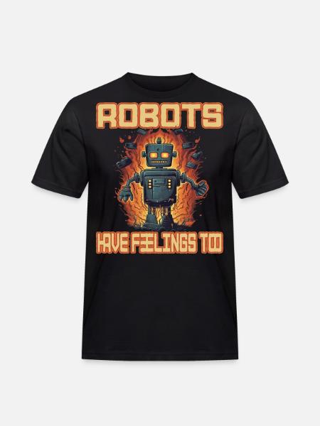 Robots Have Feeling Too - Männer Workwear T-Shirt - Schwarz