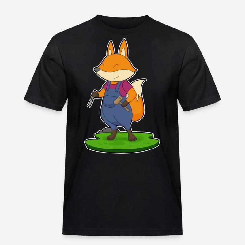 Fuchs Handwerker Hammer Meißel - Männer Workwear T-Shirt - Schwarz