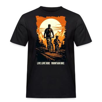 Vater und Sohn Mountainbike Mountainbiker Geschenk - Männer Workwear T-Shirt - Schwarz - Vorne - AI Model Male 178 light (178cm)