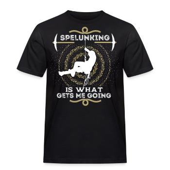 Spéléologue, Spéléologie, Spéléologie, Proverbe - T-shirt Workwear homme - noir - Devant - AI Model Male 178 light (178cm)