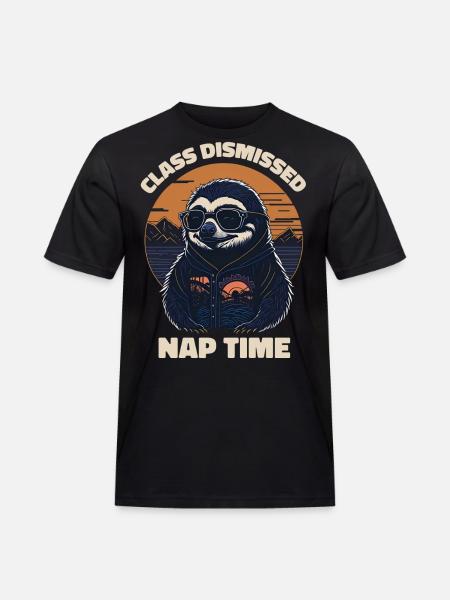 Sloth Retro Teacher Class Dismissed Nap - Men's Workwear T-Shirt - black
