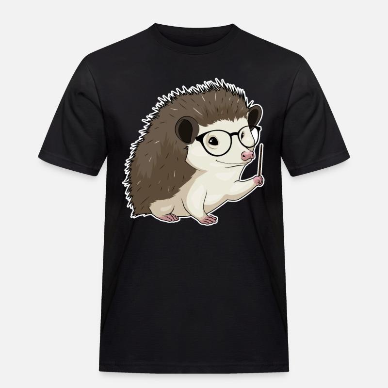 Igel Lehrer Pointer - Männer Workwear T-Shirt - Schwarz