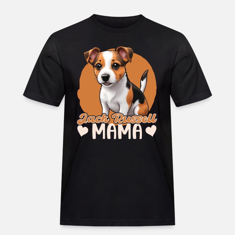 Jack Russell Mama - Männer Workwear T-Shirt - Schwarz