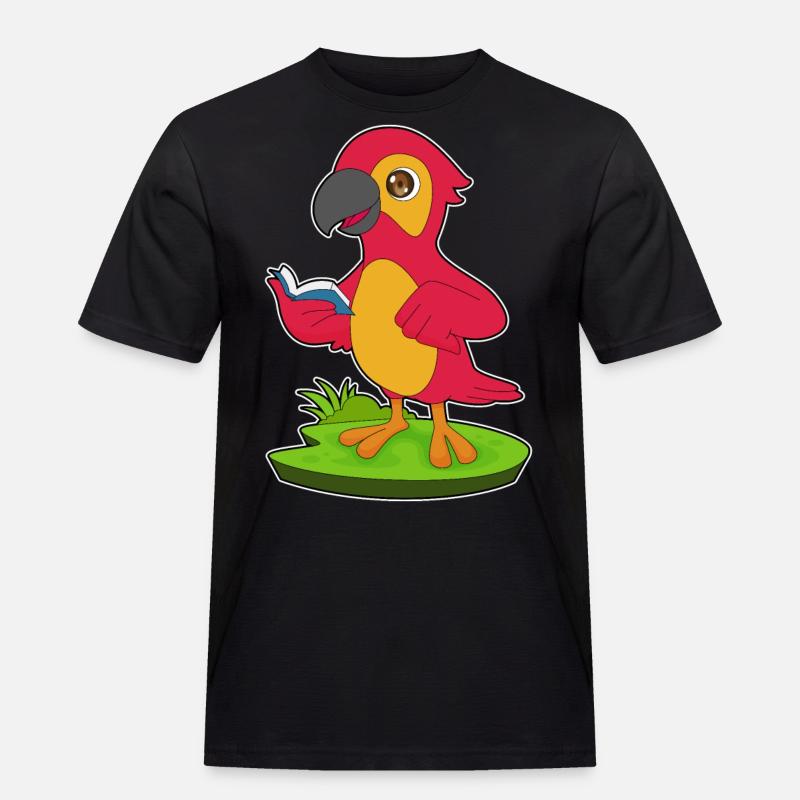 Papagei Buch - Männer Workwear T-Shirt - Schwarz