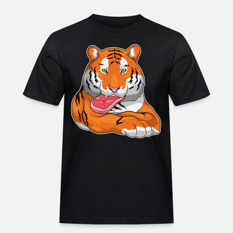 Tiger Fleisch - Männer Workwear T-Shirt - Schwarz