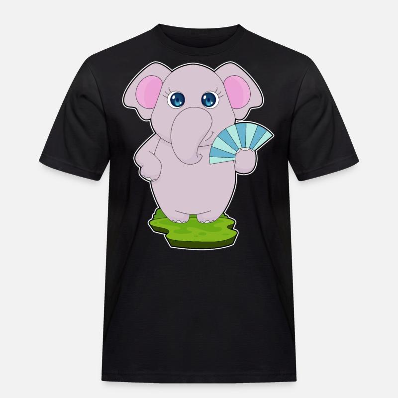 Elefant Handventilator - Männer Workwear T-Shirt - Schwarz