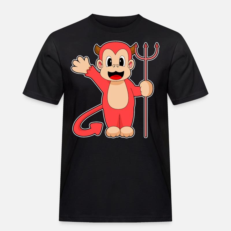 Monkey Halloween Devil Trident - Men's Workwear T-Shirt - black
