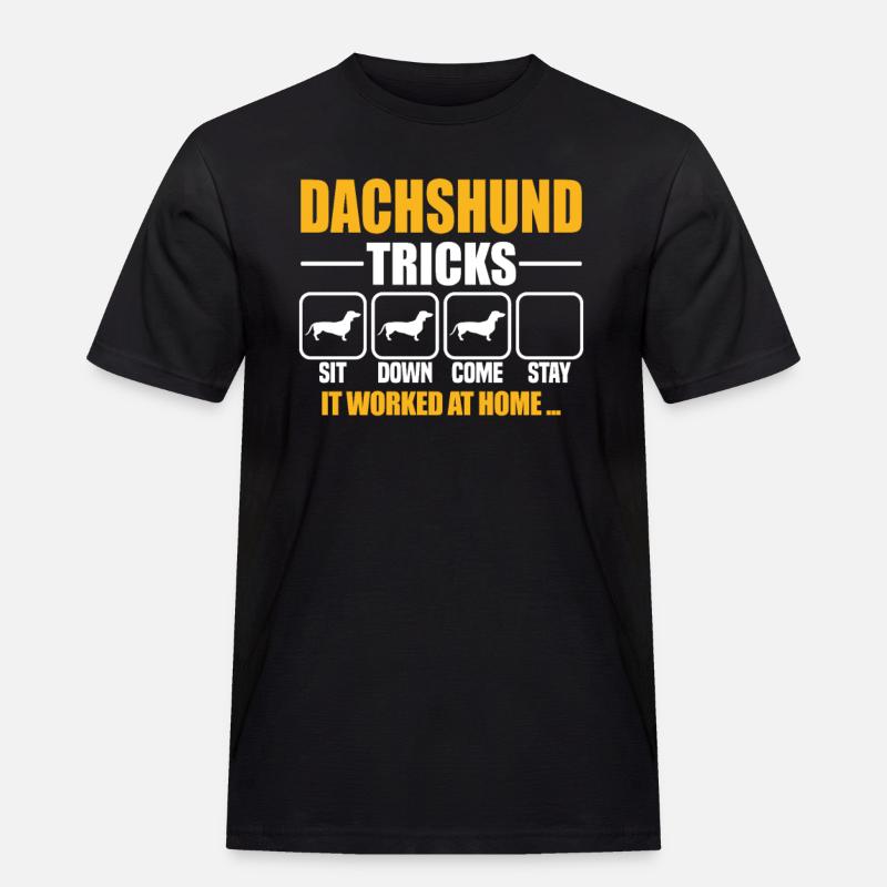 Dachshund Tricks - Männer Workwear T-Shirt - Schwarz