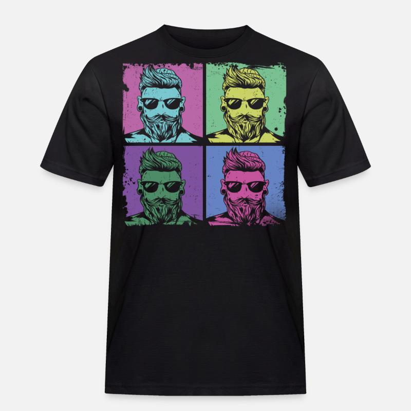 Beard Lover Bearded Man Retro - Männer Workwear T-Shirt - Schwarz