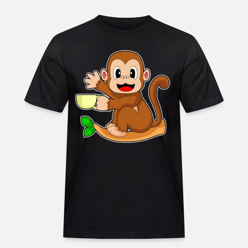 Monkey Coffee Mug - Men's Workwear T-Shirt - black