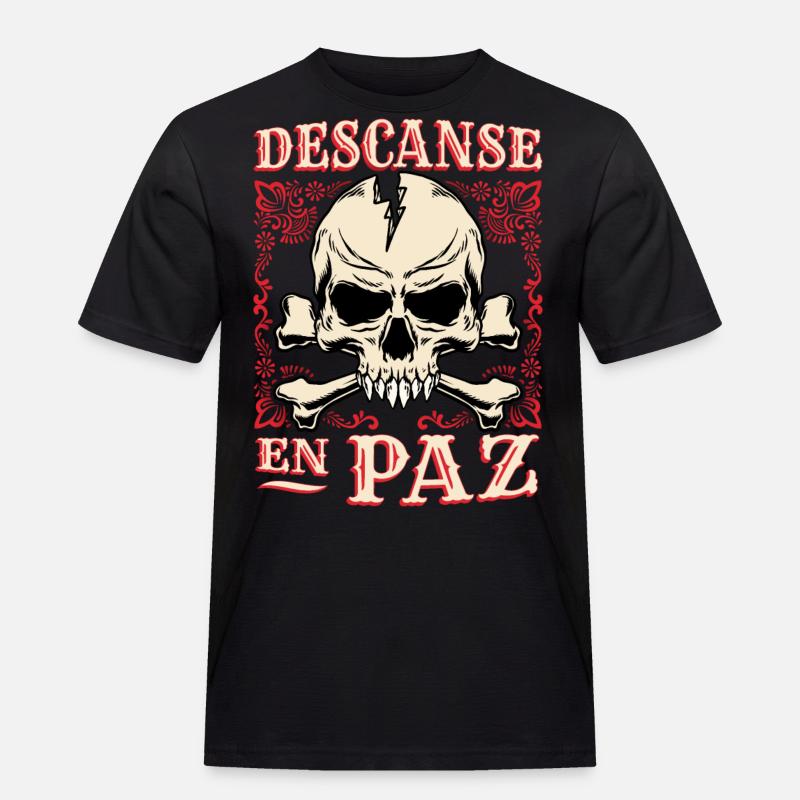 Totenkopf, Crossbones Knochen Spruch Rest-In-Peace - Männer Workwear T-Shirt - Schwarz