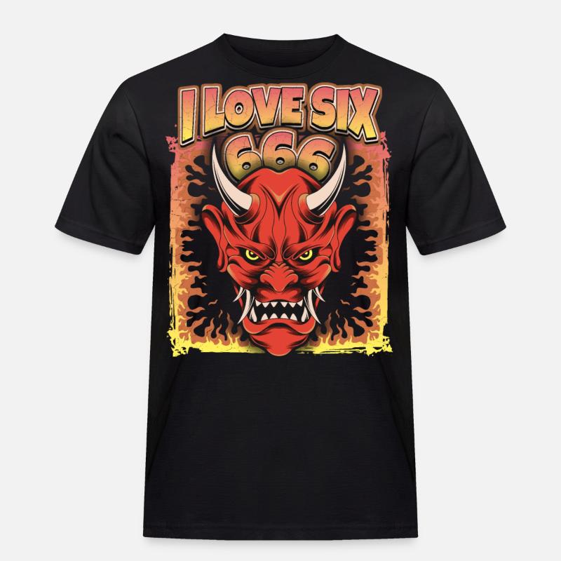 Teufel-Devil, Satan Spruch 666 - Männer Workwear T-Shirt - Schwarz