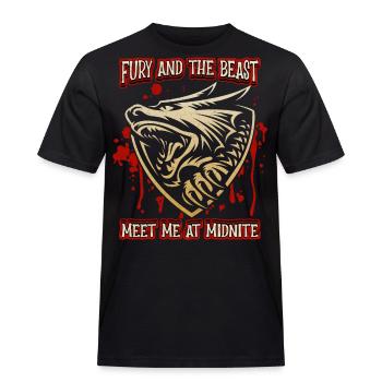 Werewolf and Blood Spatter, Saying, Zombie Monster - Men's Workwear T-Shirt - black - Front - AI Model Male 178 light (178cm)