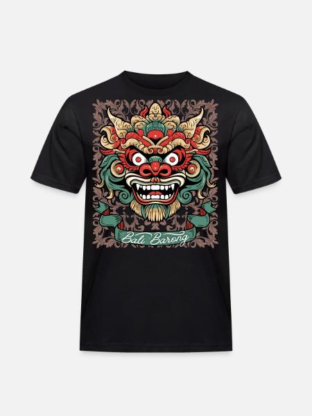 Azië Masker, Indonesische Barong Godheid, Bali - Mannen Workwear T-shirt - zwart