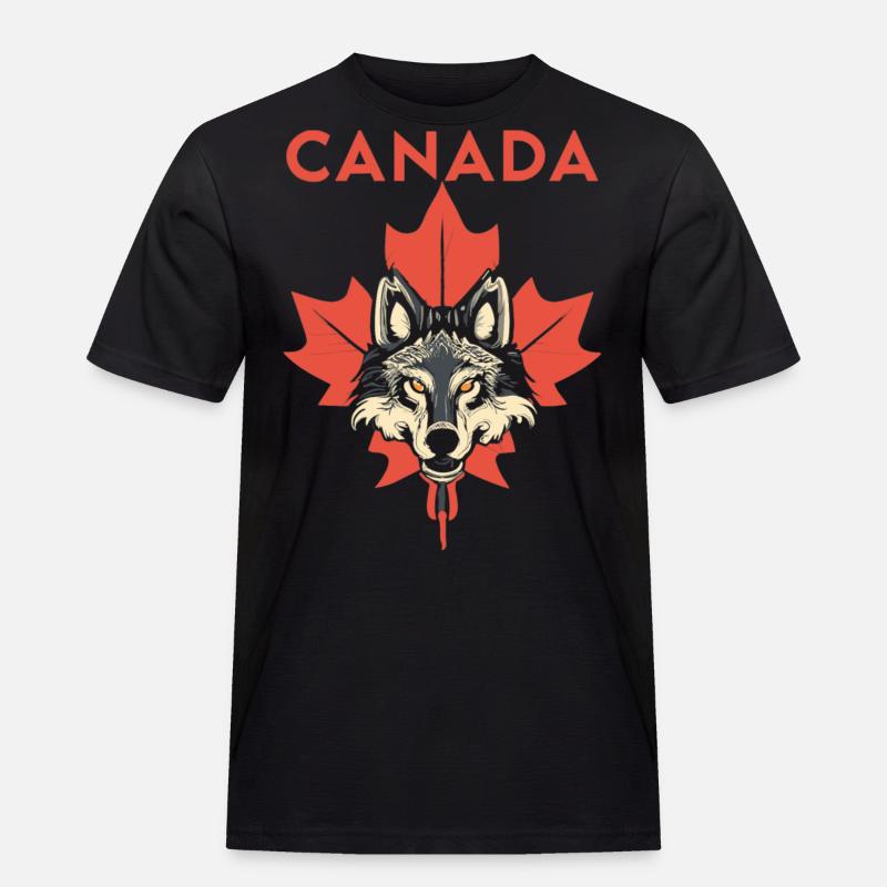 Canada Wolf Maple Leaf - Men's Workwear T-Shirt - black