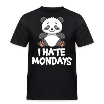 Bedårande "Jag hatar måndagar" Panda - Arbets-T-shirt herr - svart - Fram - AI Model Male 178 light (178cm)