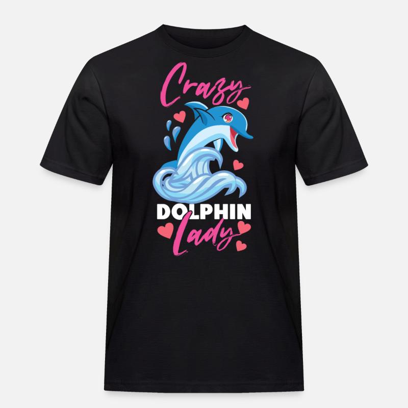 Dolphin Crazy Dolphin Lady - Männer Workwear T-Shirt - Schwarz