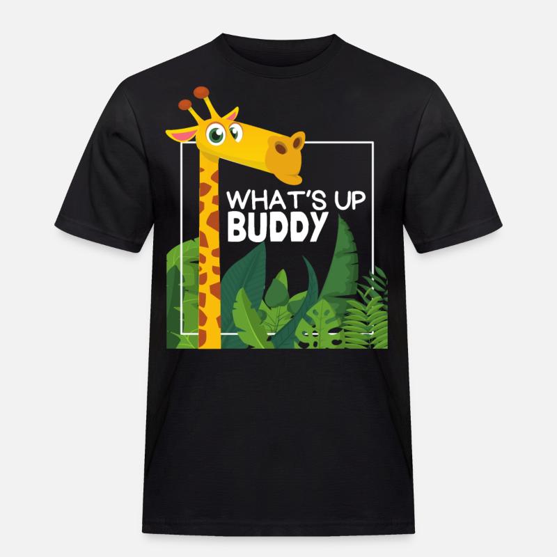 Lustige Giraffe, Comic Stil, Spruch - Männer Workwear T-Shirt - Schwarz