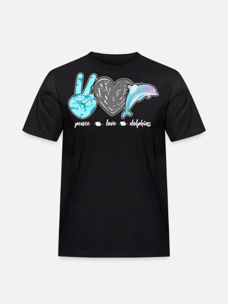 Dolphin Peace Love Dolphin - Men's Workwear T-Shirt - black
