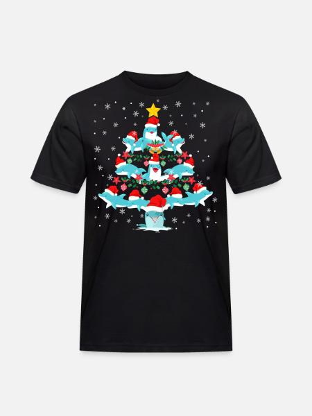 Dolphin Christmas Tree - Men's Workwear T-Shirt - black