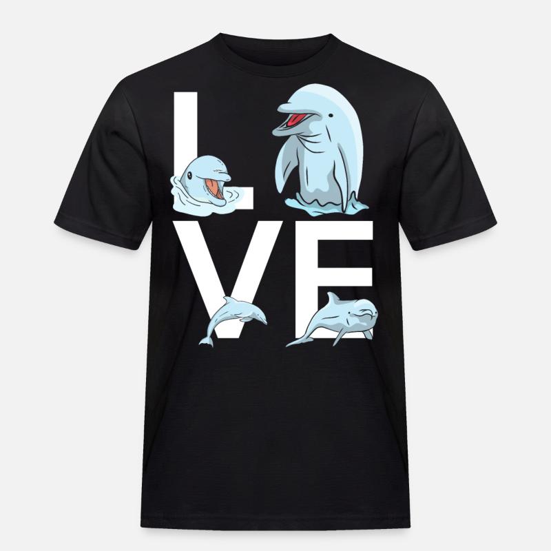 Dolphin Love - Männer Workwear T-Shirt - Schwarz