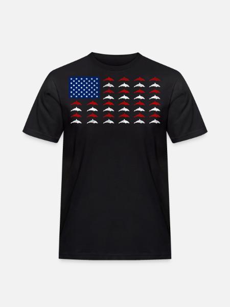 Dolphin American Flag - Men's Workwear T-Shirt - black