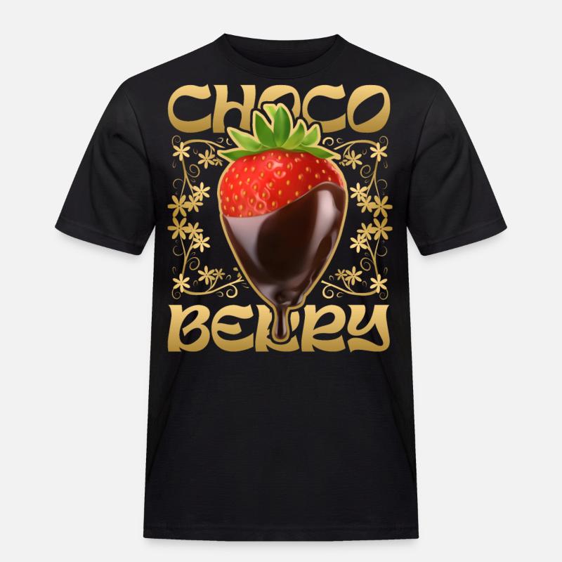 Erdbeere mit Schokolade - Männer Workwear T-Shirt - Schwarz