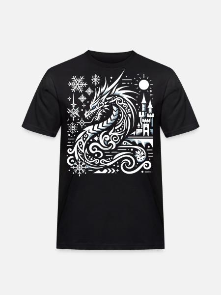 Eisdrache im Schneeglanz - Männer Workwear T-Shirt - Schwarz