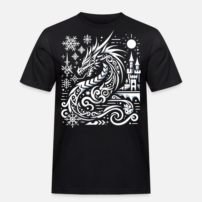 Eisdrache im Schneeglanz - Männer Workwear T-Shirt - Schwarz