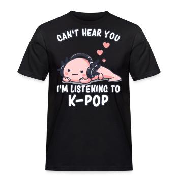 K-Pop KPop Korean Music Axolotl - Men's Workwear T-Shirt - black - Front - AI Model Male 178 light (178cm)