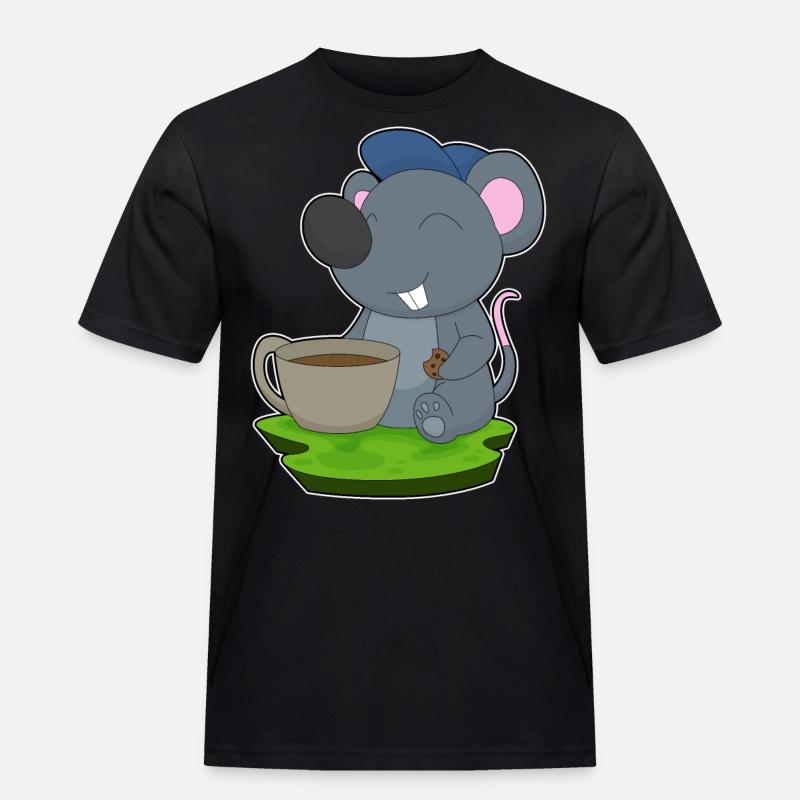 Maus Kaffee Tasse - Männer Workwear T-Shirt - Schwarz