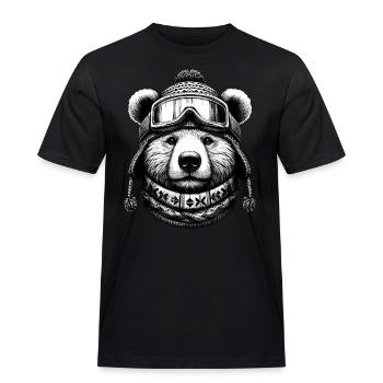 L’ours avec des lunettes de ski aime le snowboard et le ski - T-shirt Workwear homme - noir - Devant - AI Model Male 178 light (178cm)