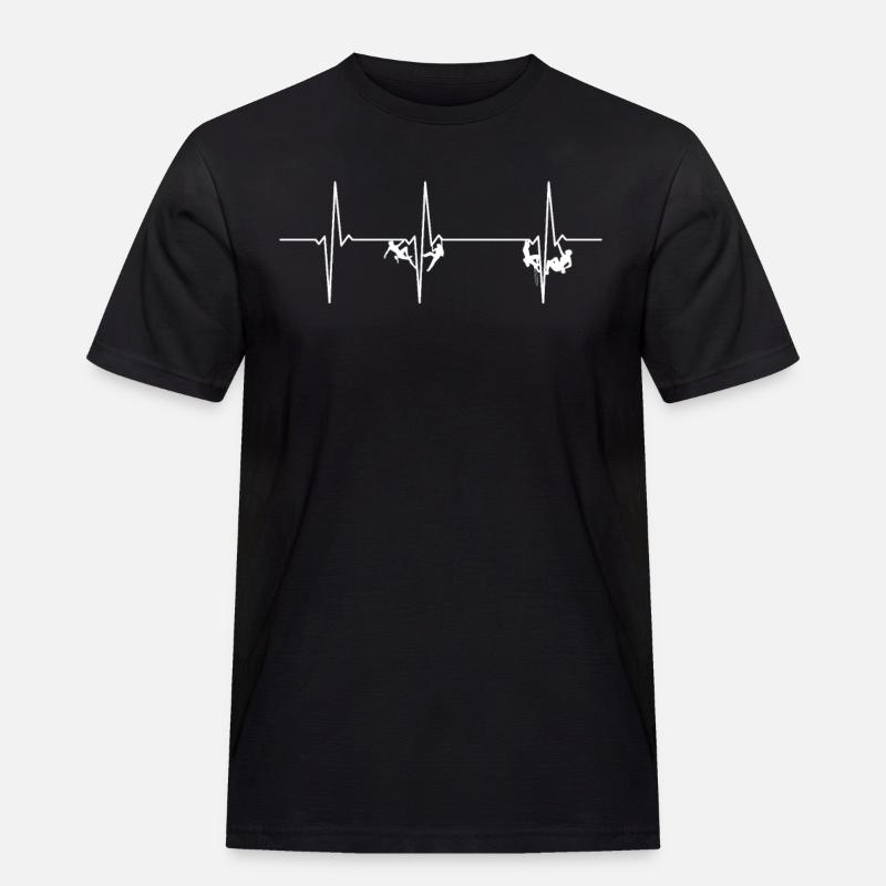 Klettern EKG Herzschlag Kletterer - Männer Workwear T-Shirt - Schwarz