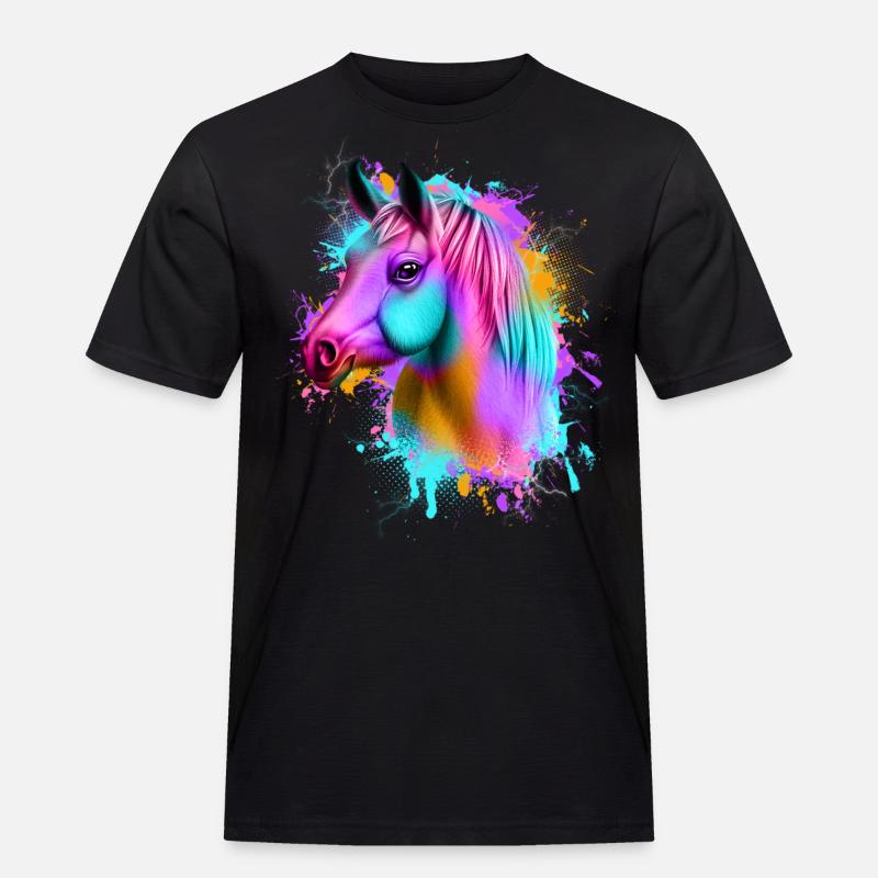 Pferd Graffiti Bunt - Männer Workwear T-Shirt - Schwarz