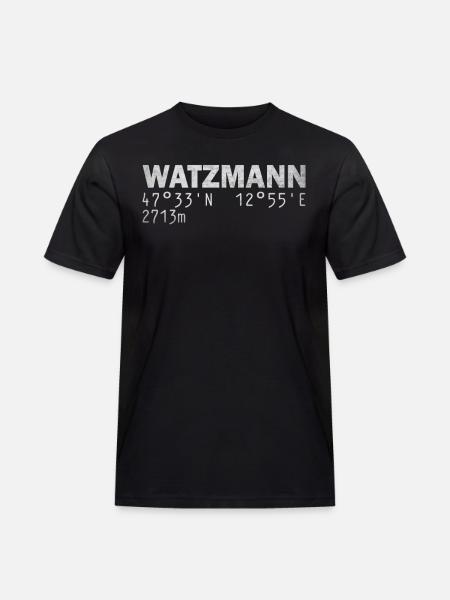 Watzmann Koordinater Højde GPS - Herre Workwear T-Shirt - sort