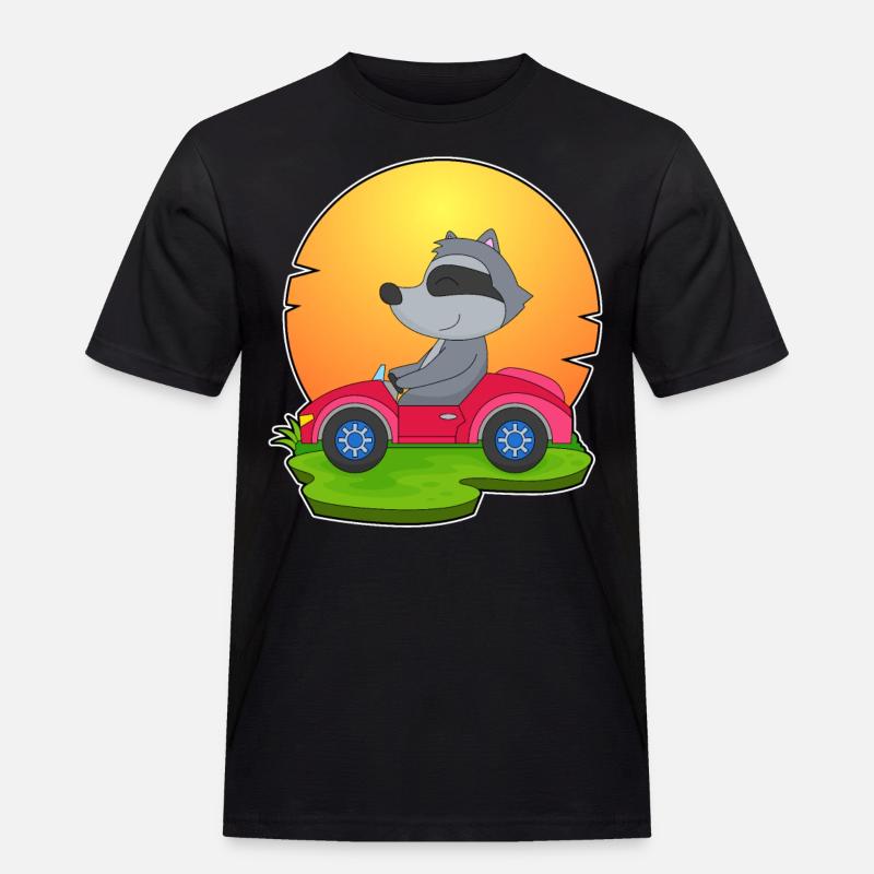 Waschbär Auto - Männer Workwear T-Shirt - Schwarz