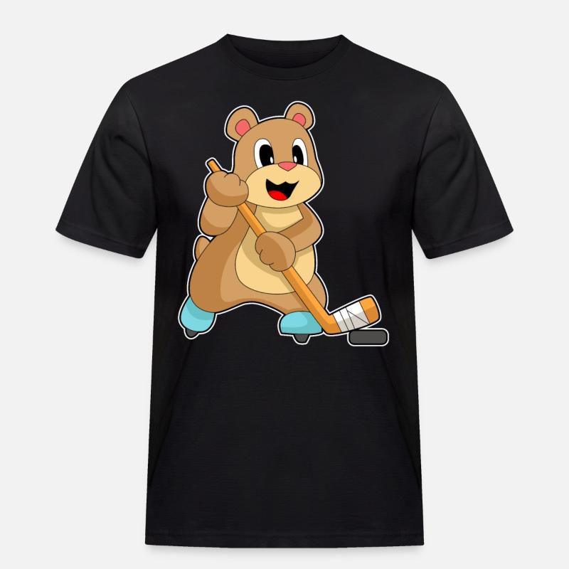 Bär Eishockey Eishockeyschläger - Männer Workwear T-Shirt - Schwarz