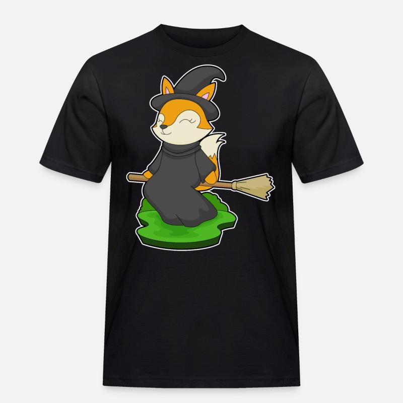 Fuchs Halloween Hexe - Männer Workwear T-Shirt - Schwarz