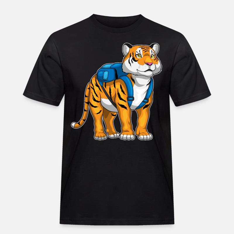 Tiger Student Backpack School - Men's Workwear T-Shirt - black